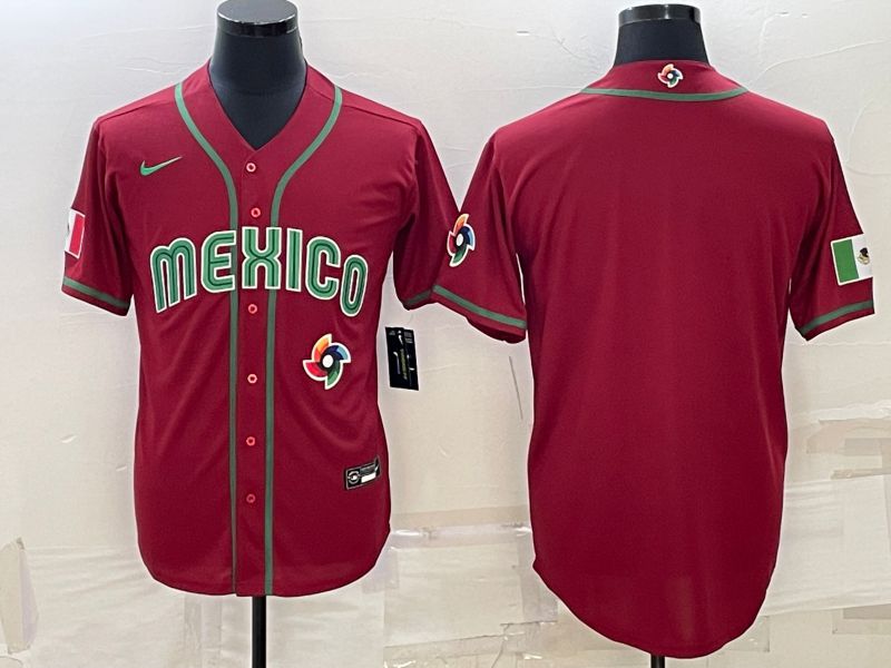 Men 2023 World Cub Mexico Blank Red Nike MLB Jersey7->more jerseys->MLB Jersey
